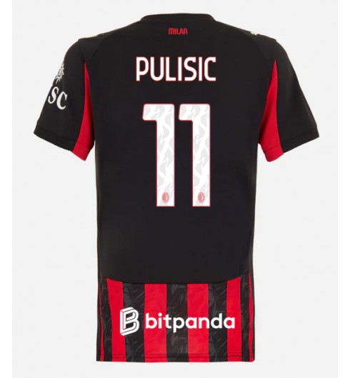 AC Milan Christian Pulisic #11 Domácí Dres pro Dámské 2025-26 Krátký Rukáv AC Milan Christian Pulisic #11 Domácí Dres pro Dámské 2025-26 Krátký Rukáv